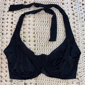 Pour Moi Black Mesh It Up Underwire Halter Swim Bikini Top Size 32FF-UK